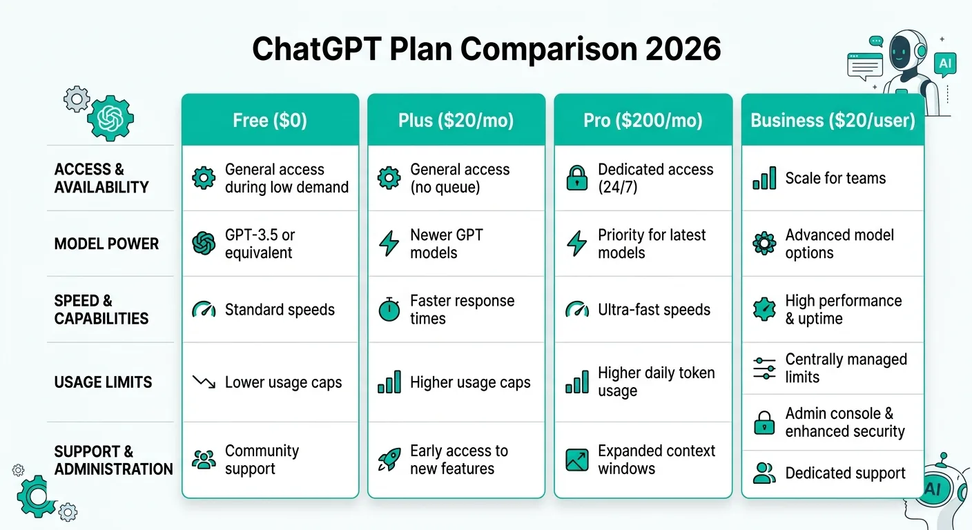 ChatGPTのプラン比較（公式サイトより）