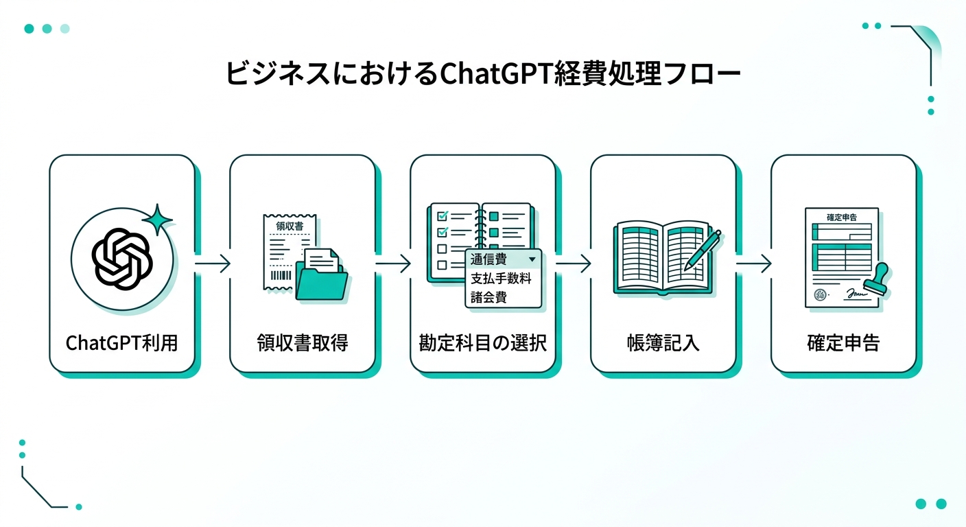 ChatGPTの経費処理フロー:利用から確定申告までの流れ(図解)