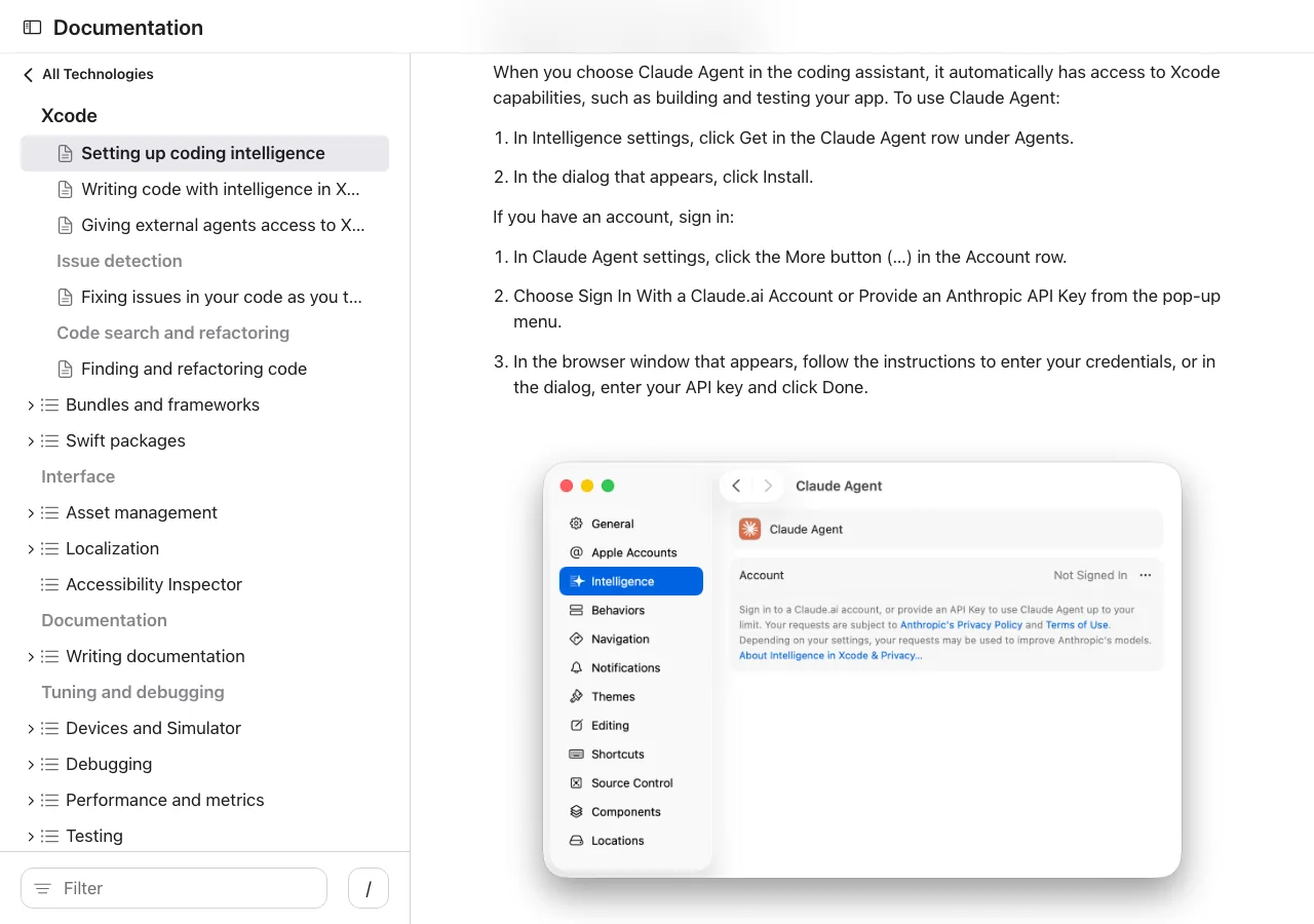 Xcode 26のIntelligence設定でChatGPTを有効化する手順（Apple公式ドキュメントより）