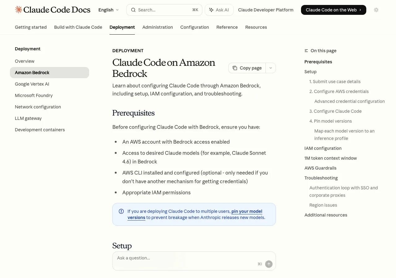 Claude Code on Amazon Bedrockの公式ドキュメント（anthropic.comより）