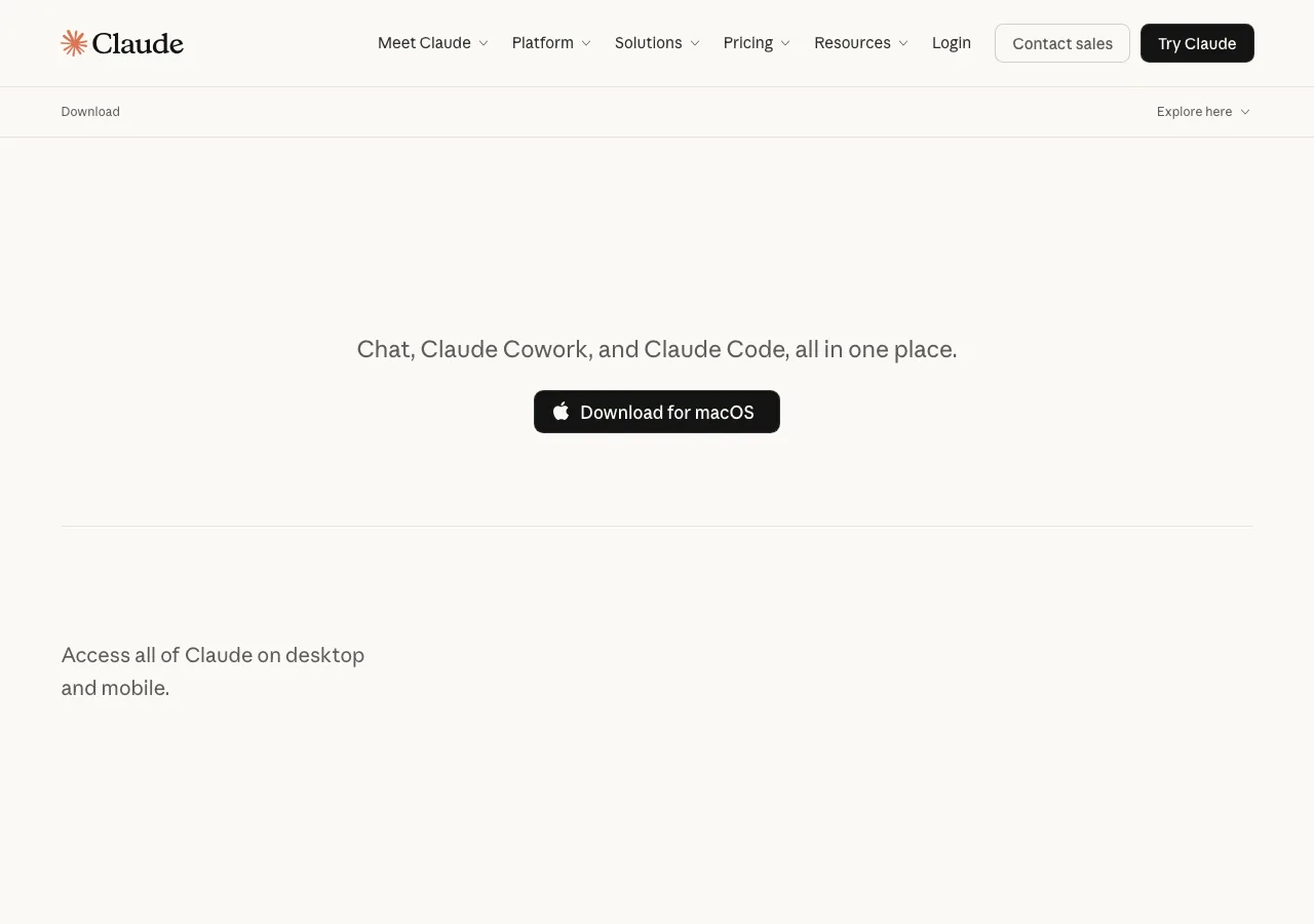 claude.ai/downloadのダウンロードページ（公式サイトより）