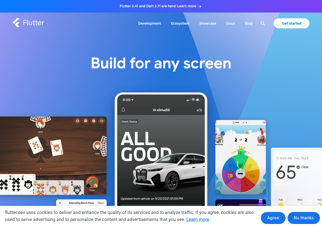 Flutter公式サイト — iOS・Android・Web・Desktopに対応したクロスプラットフォームフレームワーク(公式サイトより)