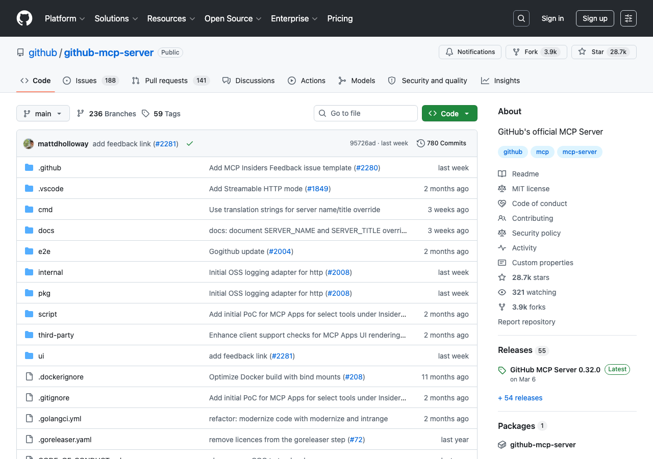 GitHub公式のgithub-mcp-serverリポジトリ(GitHubスター28,000超え、公式MCPサーバー)(GitHubより)