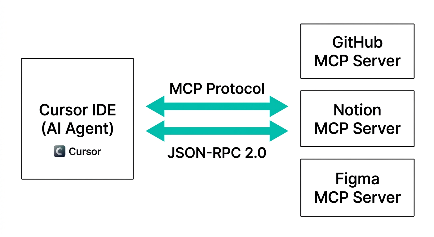 Cursor MCPアーキテクチャ:CursorとGitHub・Notion・Figma MCPサーバーの接続構造(公式GitHubより)