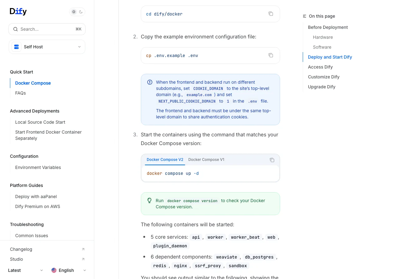 DifyのDocker Composeインストール手順（公式ドキュメントより）
