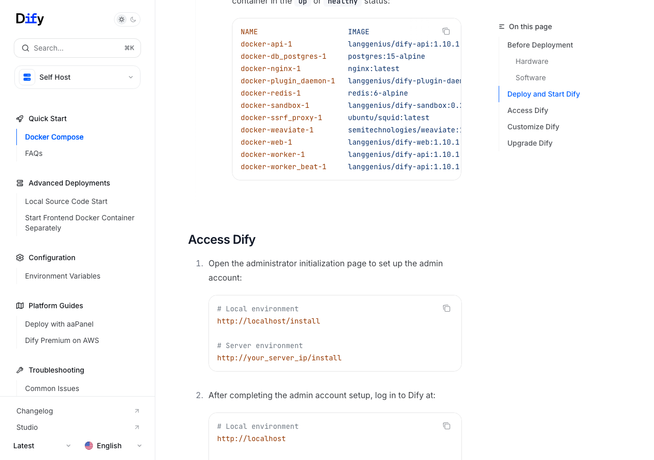 Dify公式ドキュメントのDocker Compose環境のコンテナ一覧(公式サイトより)