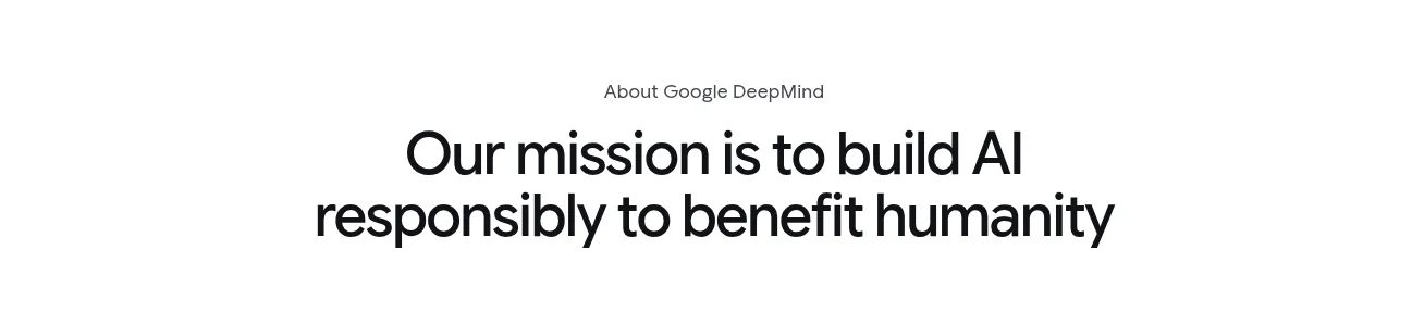 Google DeepMind公式サイト「About」ページのミッション表記（2026年10月・deepmind.google）